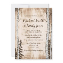 Rustic Wood & Trees Wedding Invitations