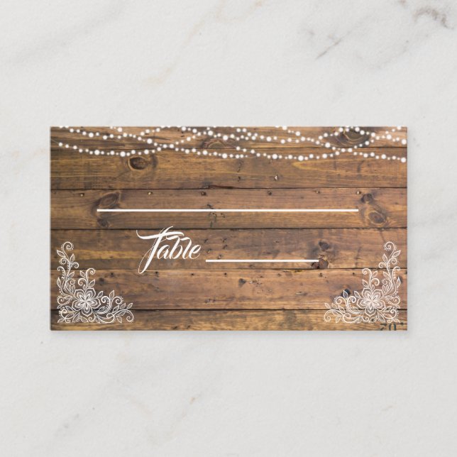 Rustic Wood Twinkle Lights dentelle Mariage Carte  (Devant)