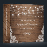 Rustic Wood Twinkle Lights Lace Wedding Binder<br><div class="desc">Rustic Wood Twinkle Lights Lace Wedding Planner Binder. 
(1) For further customization,  please click the "customize further" link and use our design tool to modify this template. 
(2) If you need help or matching items,  please contact me.</div>