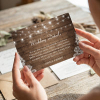 Rustic Wood Twinkle Lights Lace Wedding Details