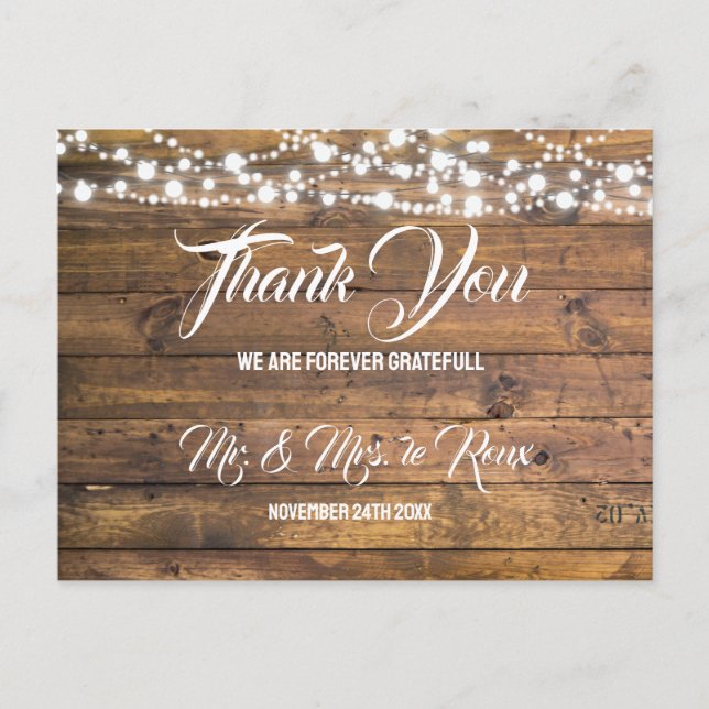 Rustic Wood Twinkle Lights Postcard (Front)