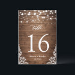 Rustic Wood Twinkle Lights Wedding Table Number<br><div class="desc">Rustic Country Wood Twinkle Lights Lace Wedding Table Number Card. (1) Please customize this template one by one (e.g, from number 1 to xx) , and add each number card separately to your cart. (2) For further customization, please click the "customize further" link and use our design tool to modify...</div>