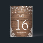 Rustic Wood Twinkle Lights Wedding Table Number<br><div class="desc">Rustic Country Wood Twinkle Lights Lace Wedding Table Number Card. (1) Please customize this template one by one (e.g, from number 1 to xx) , and add each number card separately to your cart. (2) For further customization, please click the "customize further" link and use our design tool to modify...</div>