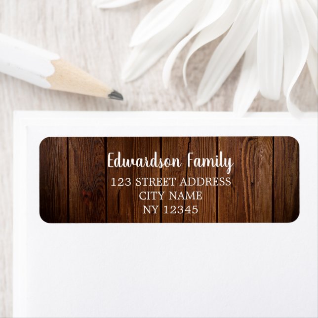 Rustic wood typography family name return address (Insitu)