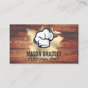 Rustic Wood Utensils   Gold Foil Splatter Business Card