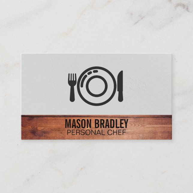 Rustic Wood Utensils | Personal Executive Chef Business Card (Front)