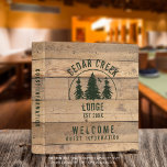 Rustic Wood Vacation Rental Welcome Guest Binder<br><div class="desc">Welcome guests to your rustic cabin, lake house or mountain lodge vacation rental property with a personalized binder featuring the name of your rental property, a nature forest trees scene on a wood plank background. The text and graphic colours can be changed as desired in EDIT. Utilize to include your...</div>