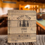 Rustic Wood Vacation Rental Welcome Guest Binder<br><div class="desc">Welcome guests to your rustic cabin, lake house or mountain lodge vacation rental property with a personalized binder with the name of your rental property, a nature forest trees scene on a wood plank background. Utilize to include your rental instructions and/or offer information about the surrounding area excursions, experiences, restaurants...</div>