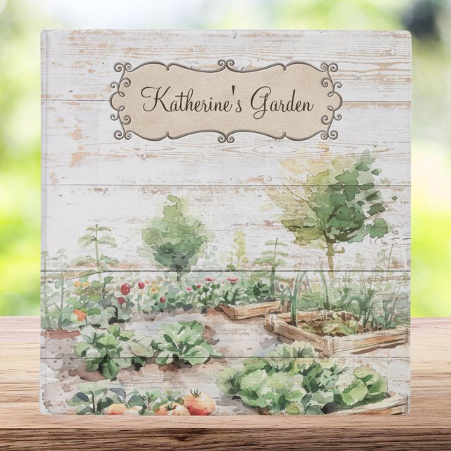 Rustic Wood Vegetable Garden Planner and Journal Binder (In situ)