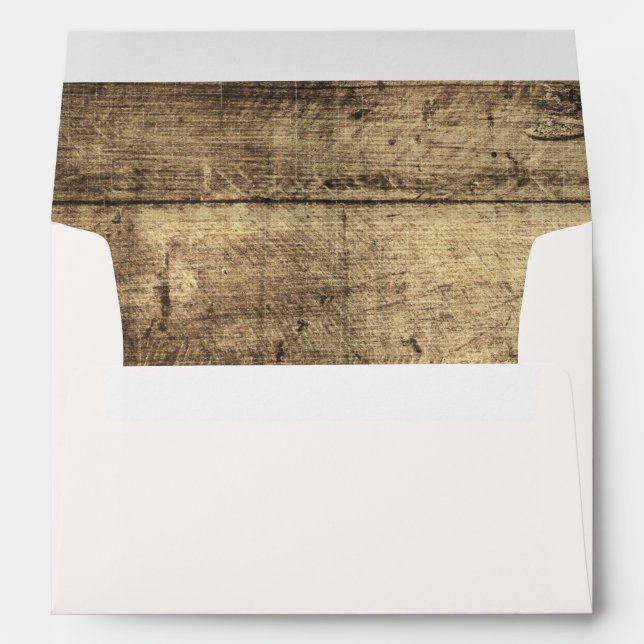Rustic Wood Vintage Country Wedding Invitation Envelopes (Back (Bottom))