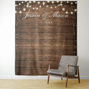 Rustic Wood Wall Backdrop - Wedding Photo Backdrop Tapestry