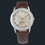 Rustic Wood Watch Face Dad Gift Watch Personalized<br><div class="desc">A rustic wood cross section watch face for a gift for any dad,  especially a carpenter! Just add your name.</div>