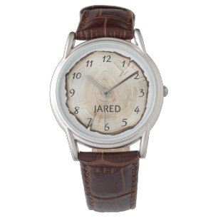Rustic Wood Watch Face Dad Gift Watch Personalized
