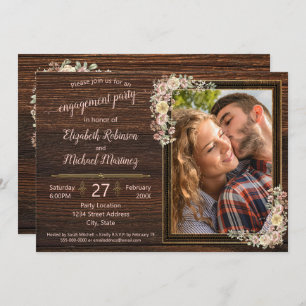 Rustic Wood Watercolor Flowers Template Engagement