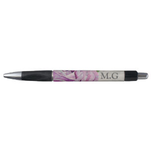 Rustic Wood Watercolor Purple Rose Monogram Pen