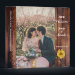 Rustic wood watercolor sunflower wedding binder<br><div class="desc">Create your own Rustic wood watercolor sunflower country wedding 3 ring binder.
Beautiful album to keep all your beautiful wedding memories.
You can add your own photos,  add your own text and names.</div>