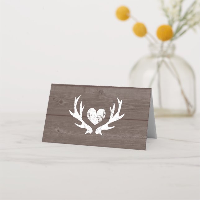 Rustic wood wedding blank folded place cards (Back)