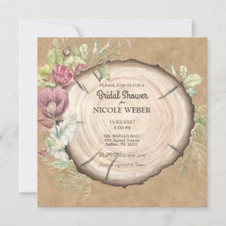 Rustic Wood Wedding Bridal Shower Invitation