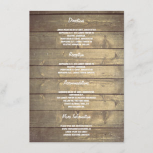 Rustic Wood Wedding Details -Information Enclosure Card