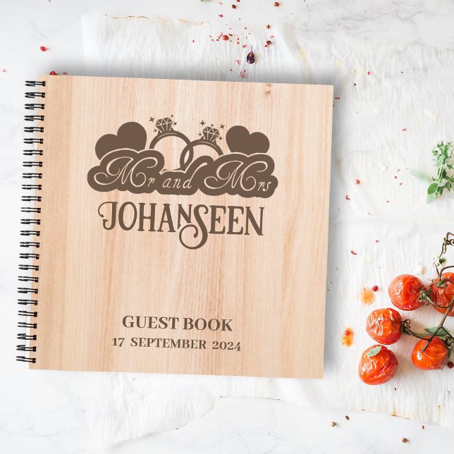Rustic Wood Wedding Elegant Mr and Mrs Guest book  (Creator Uploaded)