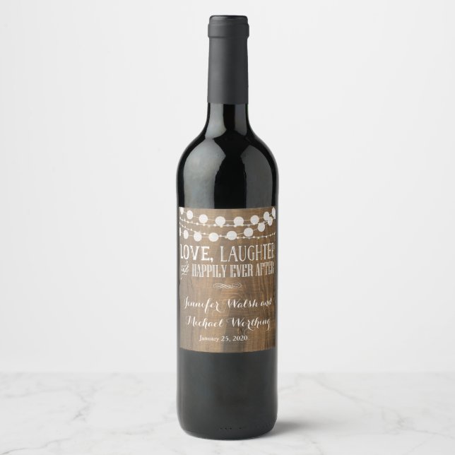 Rustic Wood Wedding Engagement Custim Wine Labels (Front)