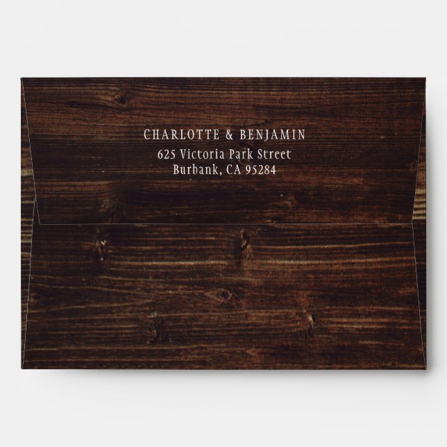 Rustic Wood Wedding Envelope (Back (Top Flap))