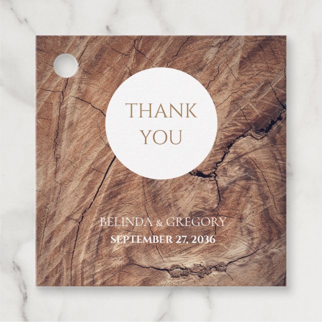Rustic Wood Wedding Favour Tags (Front)