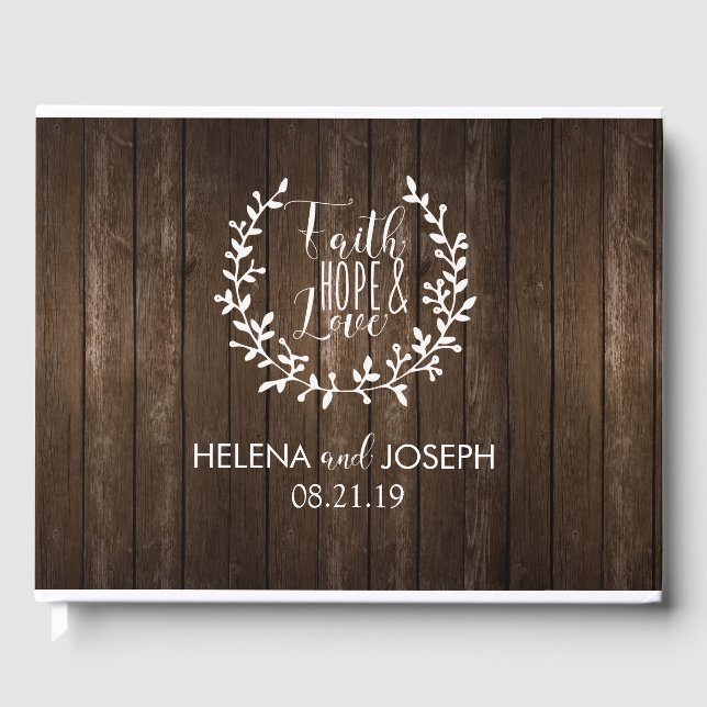 Rustic Wood Wedding Guestbook (Front)