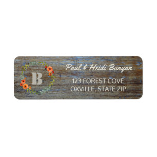 Rustic Wood Wedding Label Woodland Boho Floral