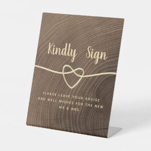 Rustic Wood Wedding Pedestal Sign