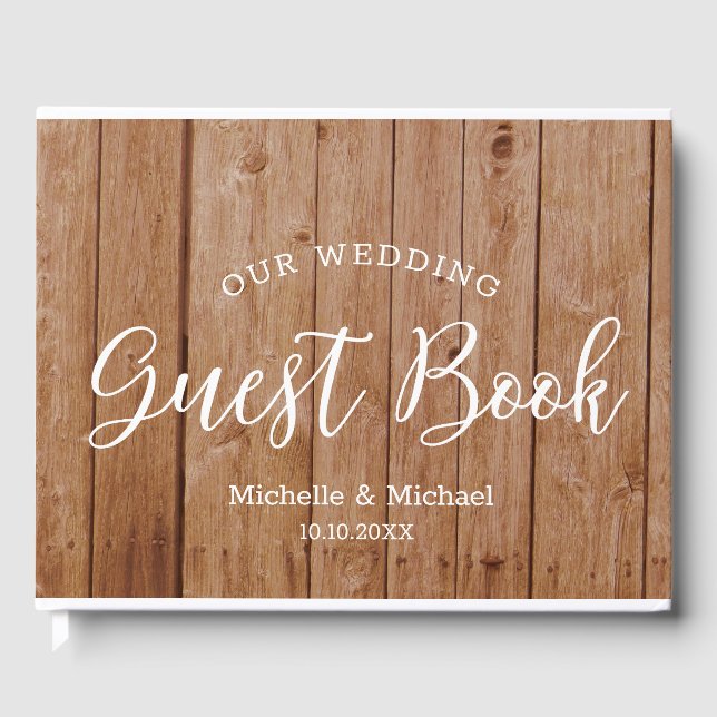 Rustic Wood Wedding  Photo Guest Book (Front)