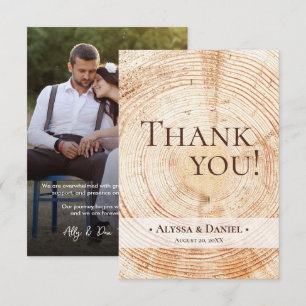 Rustic Wood Wedding Photo small Thank You Card