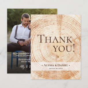 Rustic Wood Wedding Photo Thank You Card