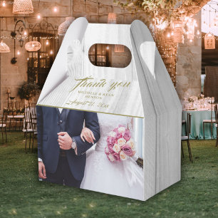 Rustic Wood Wedding Photo Thank you Favor Box