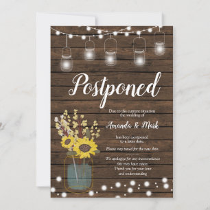 Rustic Wood Wedding Postponed Announcement
