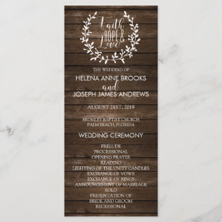 Rustic Wood Wedding Program