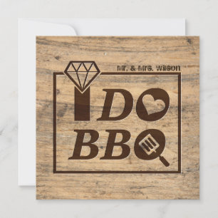 Rustic Wood Wedding Rehearsal Dinner BBQ RSVP Invitation