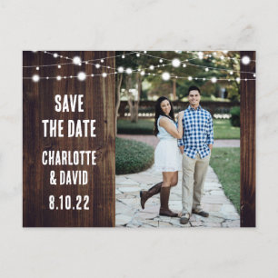 Rustic Wood Wedding Save The Date Photo Postcard