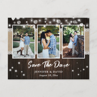 Rustic Wood Wedding Save The Date Photo Postcards
