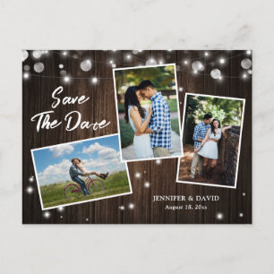 Rustic Wood Wedding Save The Date Photo Postcards