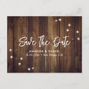Rustic Wood Wedding Save The Date Postcard