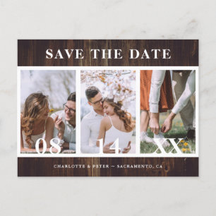 Rustic Wood Wedding Save The Date Postcards