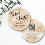 Rustic Wood Wedding Save the date with website Inv Invitation<br><div class="desc">Introducing our distinctive "Rustic Wood Wedding Save the Date with Website Invitation"! If you're looking for something truly unique and want to break away from the traditional engagement couples picture, we have the perfect solution for you. This round card design is inspired by the natural beauty of wood disc slabs...</div>