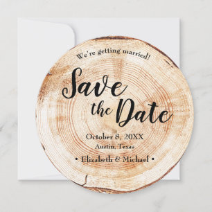 Rustic Wood Wedding Save the date with website Invitation
