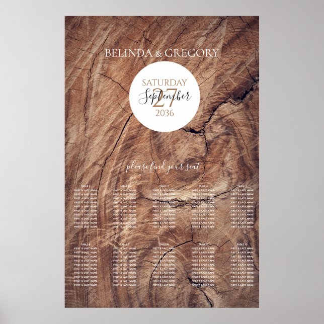 Rustic Wood Wedding Seating Chart (Front)
