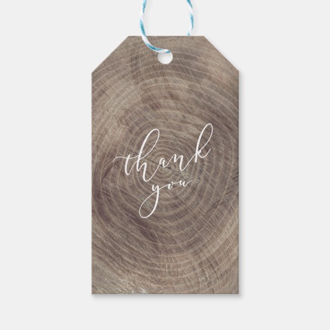 Rustic wood wedding thank you tag (Front)