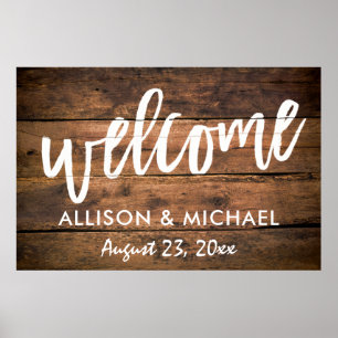 Rustic Wood Wedding Welcome Sign   EDITABLE COLOR
