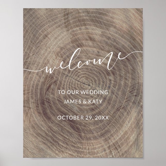 Rustic wood wedding welcome sign | Wedding poster (Front)