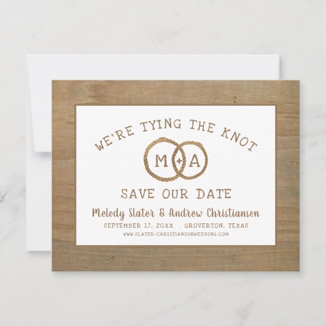 Rustic Wood WE'RE TYING THE KNOT Save The Date (Front)
