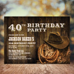 Rustic Wood Western 40th Birthday Party Invitation<br><div class="desc">Invite your friends and loved ones to your 40th birthday party with this rustic wood western invitation.</div>